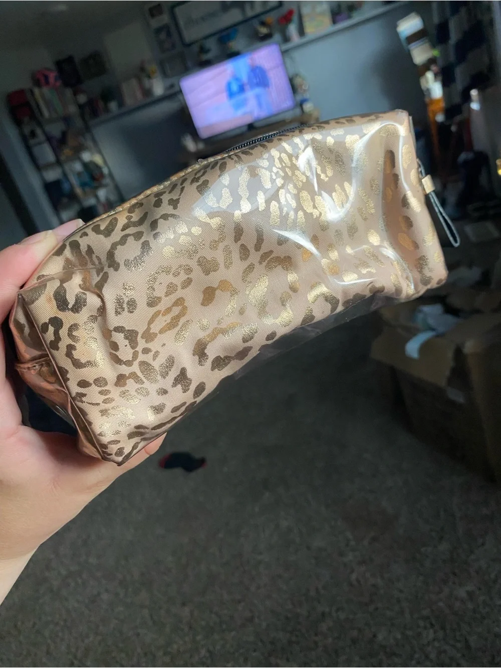 Victoria's Secret Metallic Gold Leopard Cosmetic Pouch